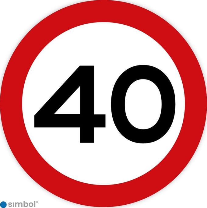 Simbol - Stickers 40 km - Maximaal 40 km/u - Duurzame Kwaliteit - Formaat ø 30 cm.