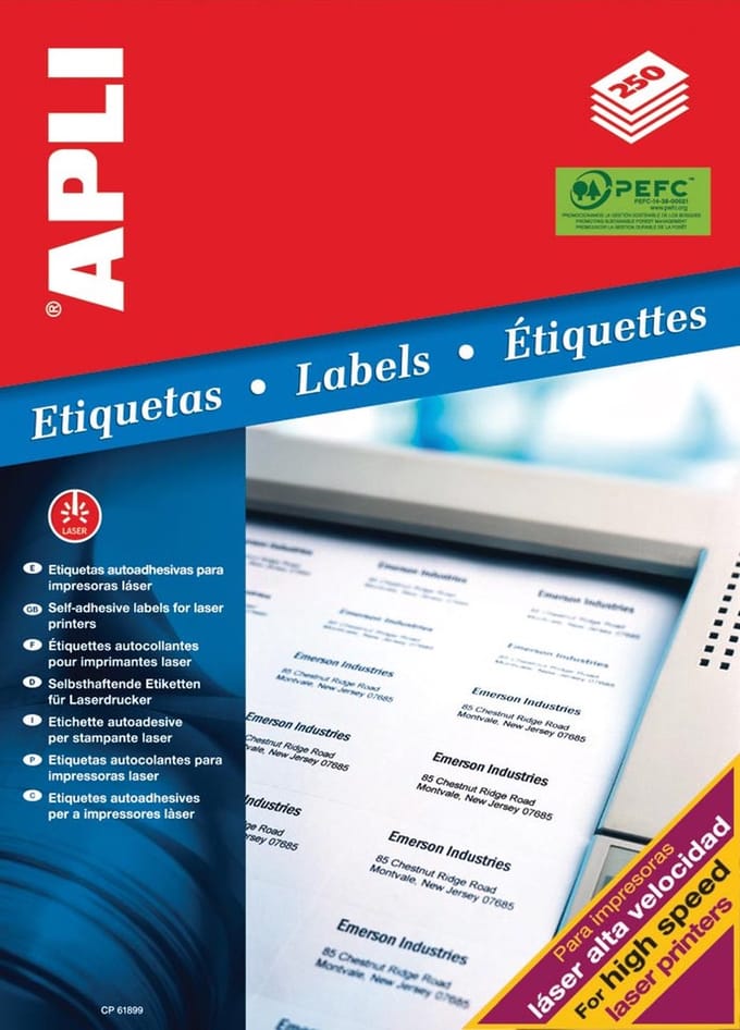Apli witte etiketten formaat 97 x 677 mm (b x h) 2.000 stuks 8 per blad (2523)