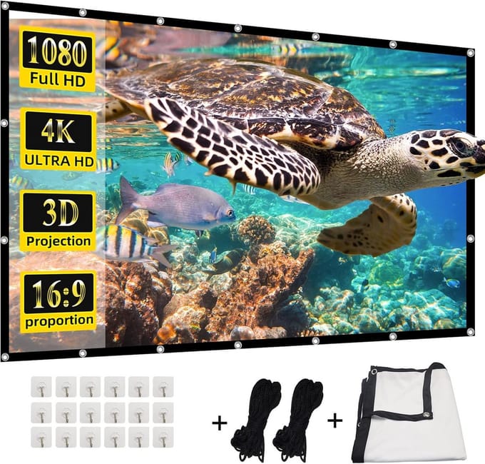 200 Inch 4K HD Projectorscherm 16:9 Wit PVC Ophangbaar Handmatige Bediening