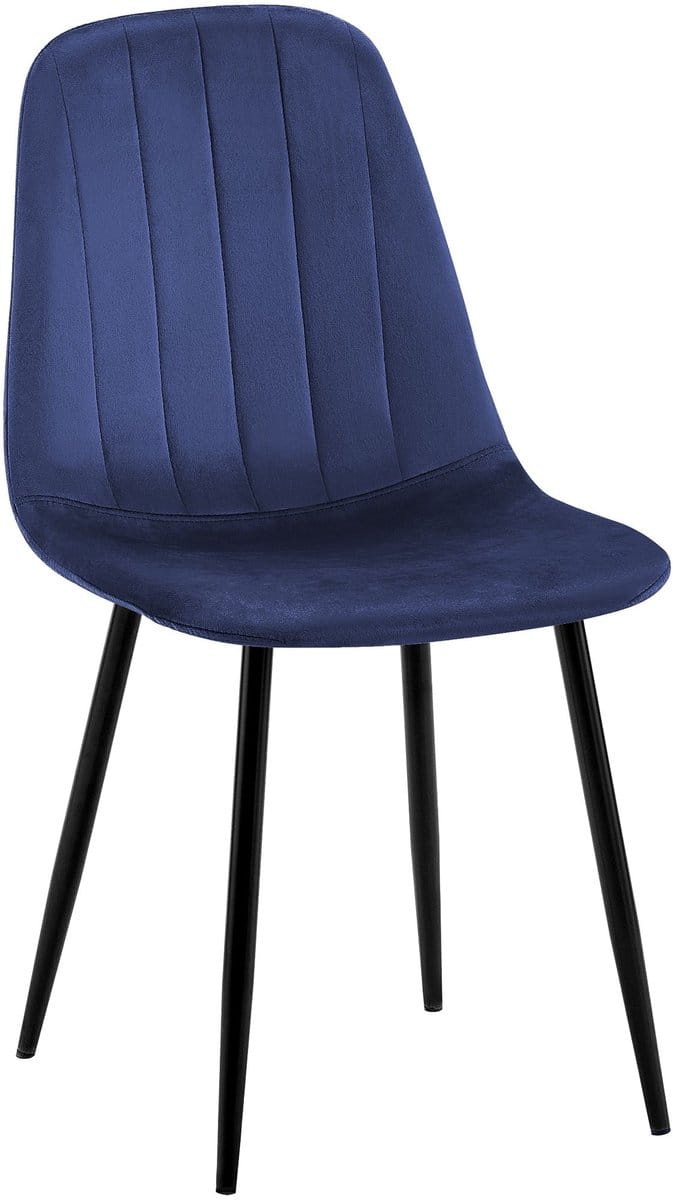 CLP Baxter Eetkamerstoel - Zwart Metalen Frame - Velvet - Fluweel - Metaal/blauw
