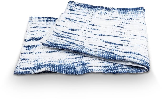 vtwonen Tie-Dye Plaid - Deken van Katoen - 130x170cm - Blauw, Wit