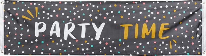 Boland - Polyester banner 'Party time' - Glitter & Glamour - Glamour - NYE - Oudjaarsavond - Verjaardag