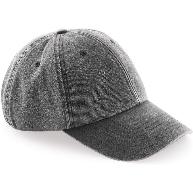 Beechfield Unisex Laag Profiel Vintage Denim-Look Cap (Vintage Zwart)