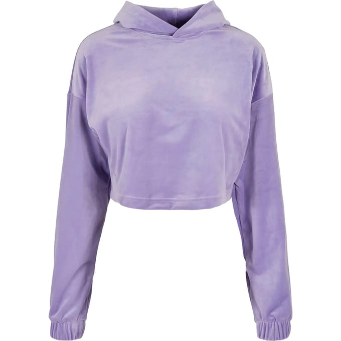 Dames sweatshirt met capuchon Urban Classics cropped velvet oversized