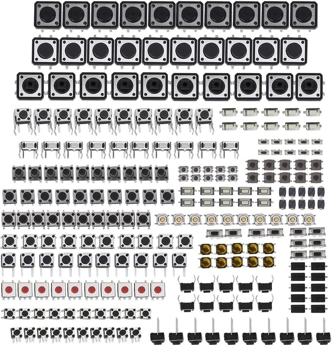 Dailygoods - Tactiele Drukknop Schakelaar Assortiment (125 stuks)
