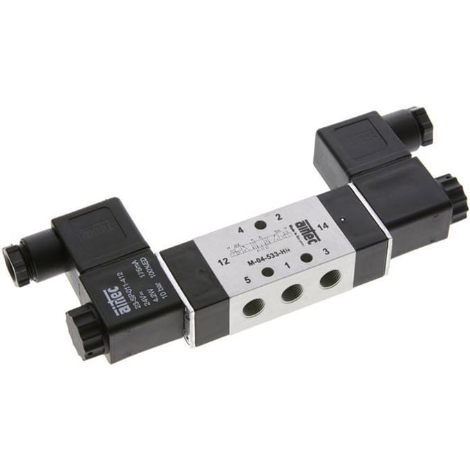 5/3 G1/8 '' Middenuitlaat Magneetventiel 12V DC 3-10bar/42-140psi Airtec