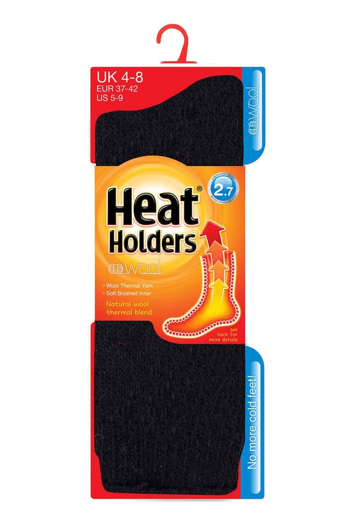 Heat Holders - Dames Warme 2.7 Tog Wollen Sokken - Zwart
