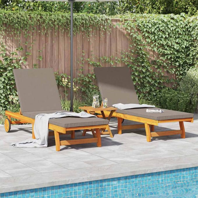 vidaXL - Ligstoel - 2 - st - Massief - Acacia - Hout - Bruin