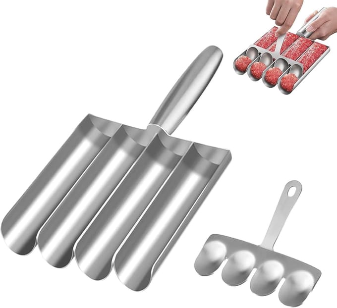 Solidchoice - RVS Vleesbal Maker met 4 Tubes voor Keuken