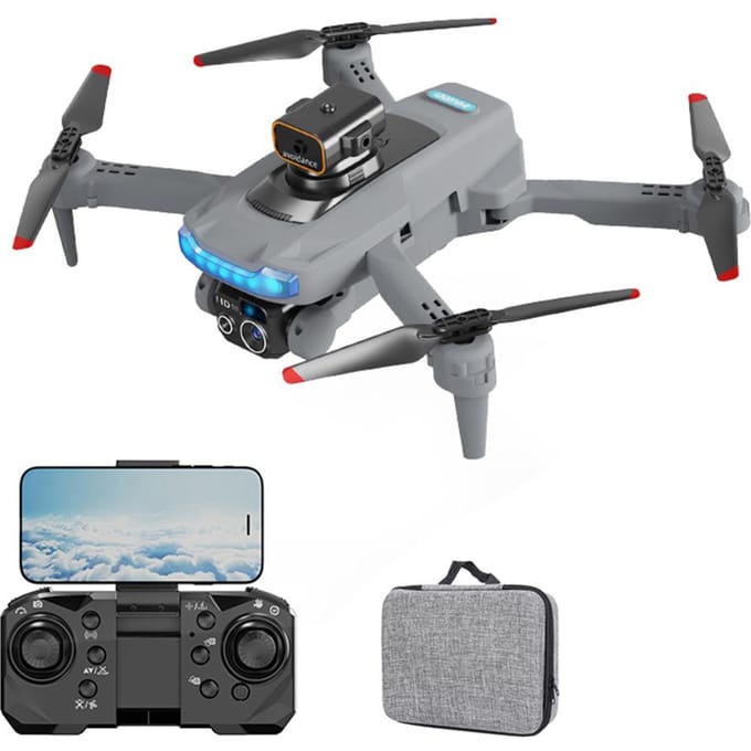 Mini Drone télécommandé avec double caméra quadrirotor sans tête pliable avec évitement d'obstacles Single Camera 1 Battery gris