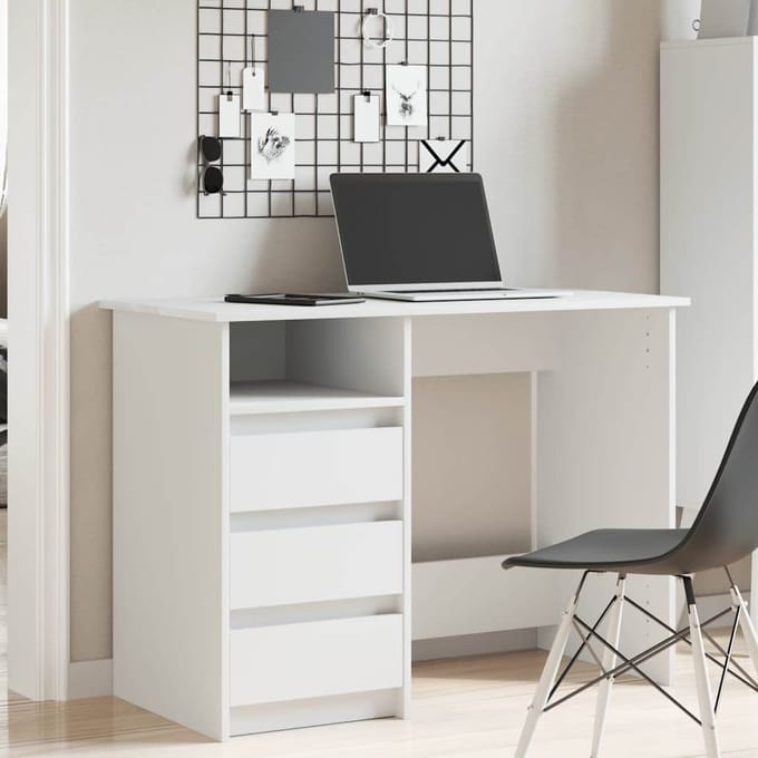vidaXL - Bureau - 102x50x75 - cm - bewerkt - hout - wit