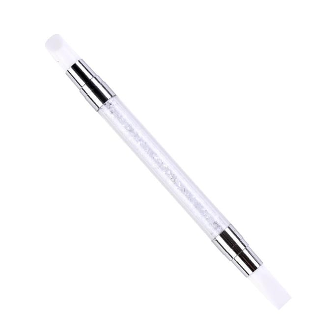Stylo de Sculpture en Silicone à double extrémité pour Nail Art, outil de conception d'ongles facile et précis, brosse à points de paillettes de Sculpture 3D white