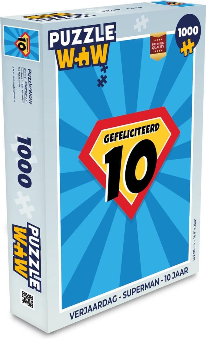 Puzzel Verjaardag - Superman - 10 Jaar - Legpuzzel - Puzzel 1000 stukjes volwassenen