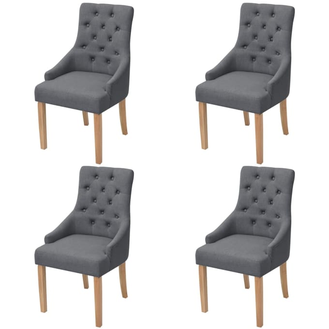 vidaXL - Eetkamerstoelen - 4 - st - stof - donkergrijs