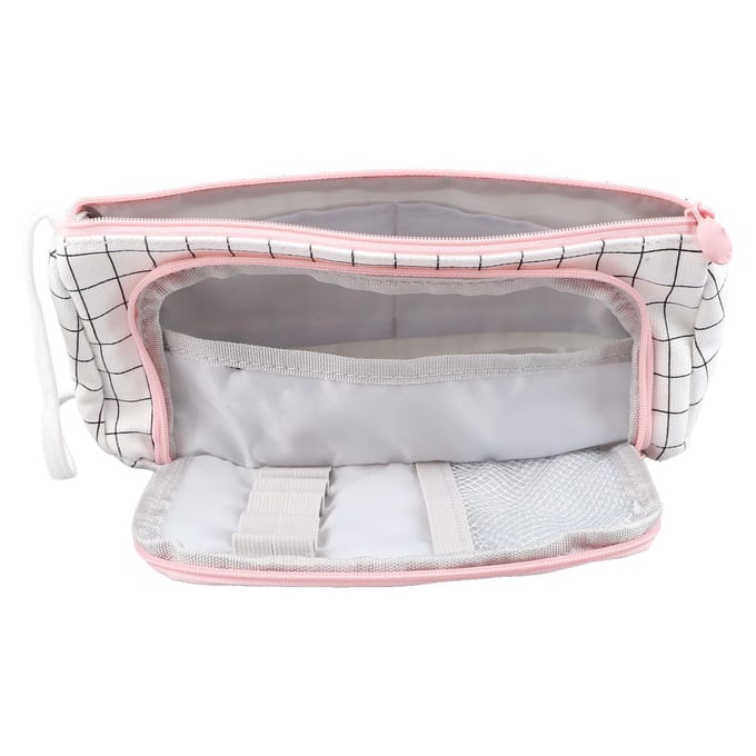 Mooie Potloodtas Canvas Grote Capaciteit Multifunctioneel Etui Brede Opening Draagbare Potloodtas white