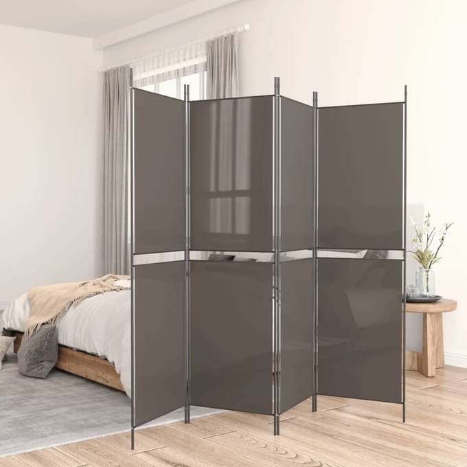 vidaXL - Kamerscherm - met - 5 - panelen - 300x200 - cm - stof - antracietkleurig