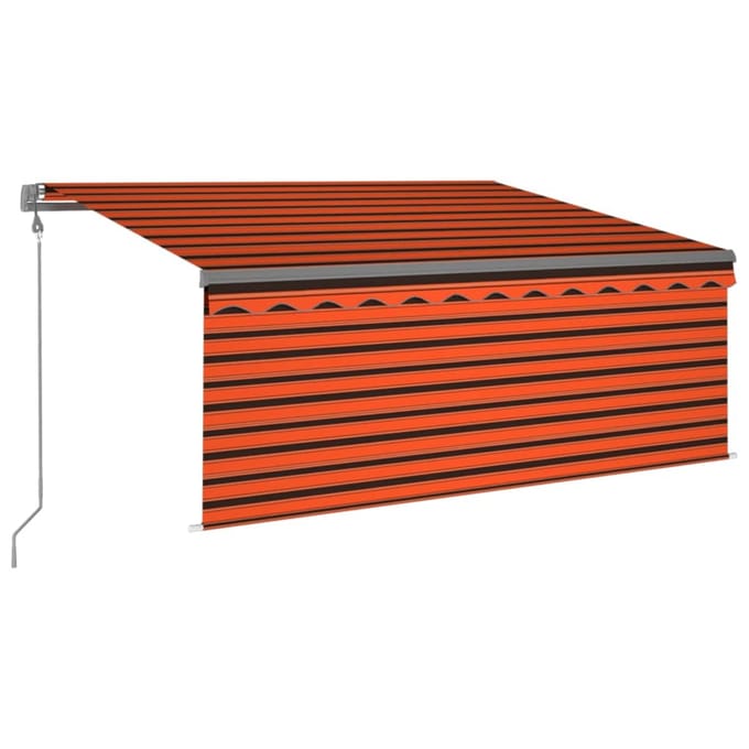 vidaXL Luifel met rolgordijn, LED en windsensor 3x2,5 m oranje bruin