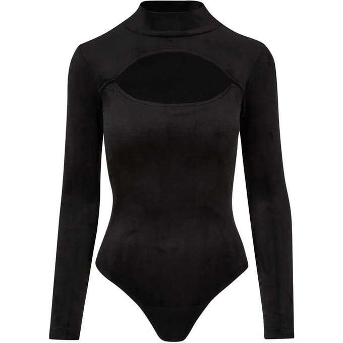 Urban Classics - Velvet CutOut Turtleneck Bodysuit - M - Zwart