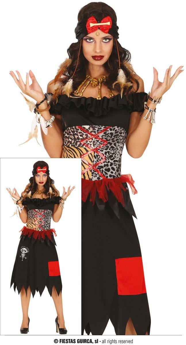 Fiestas Guirca - Dames jurk voodoo - maat M - Carnavalskleding - Carnaval - carnavalskleding 2027 - Carnaval kostuum