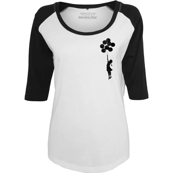 Merchcode Banksy - Brandalised - Banksy's Graffiti Balloons Raglan top - L - Wit/Zwart