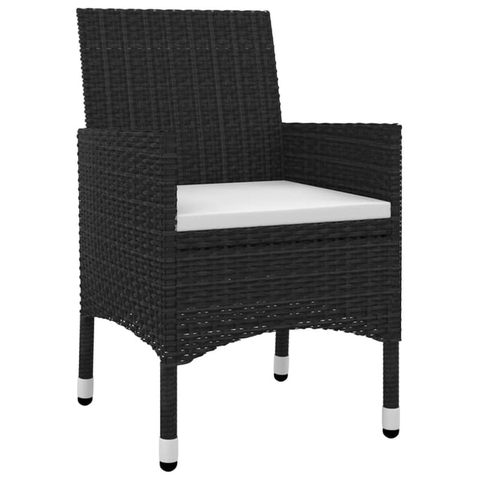 vidaXL - 3-delige - Tuinset - met - kussens - poly - rattan - en - glas