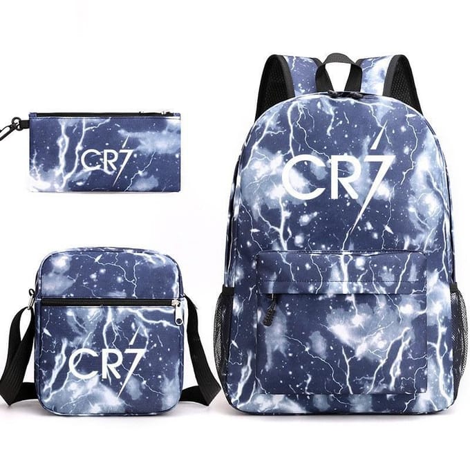 Grote schooltas met schouderband; studenten etui set van drie delen Cristiano ronaldo backpack
