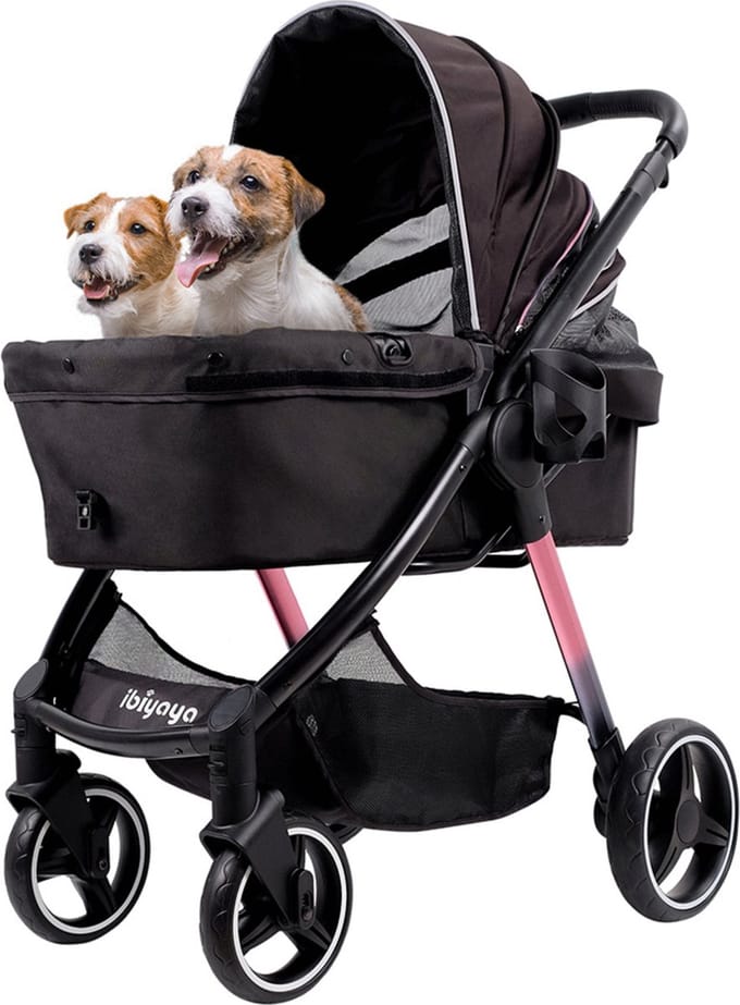 Ibiyaya Retro Hondenbuggy Luxe Stroller - Prism Black - 84x66x102cm