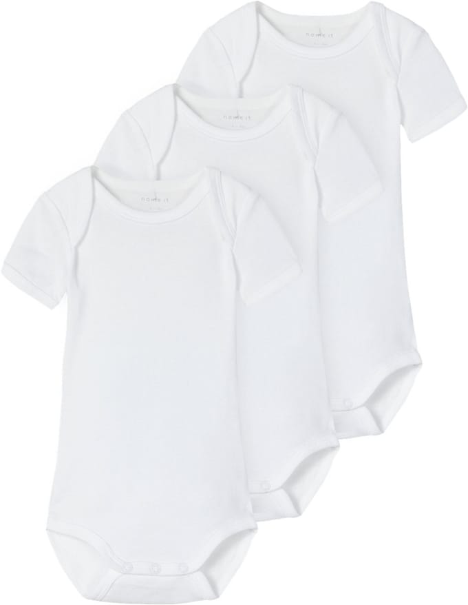 Name It Solid Romper - 3-Pack - Mt. 56 - Bright White