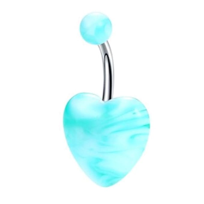 Fako Bijoux® - Navelpiercing - Hart Acryl - Marmerlook Groen