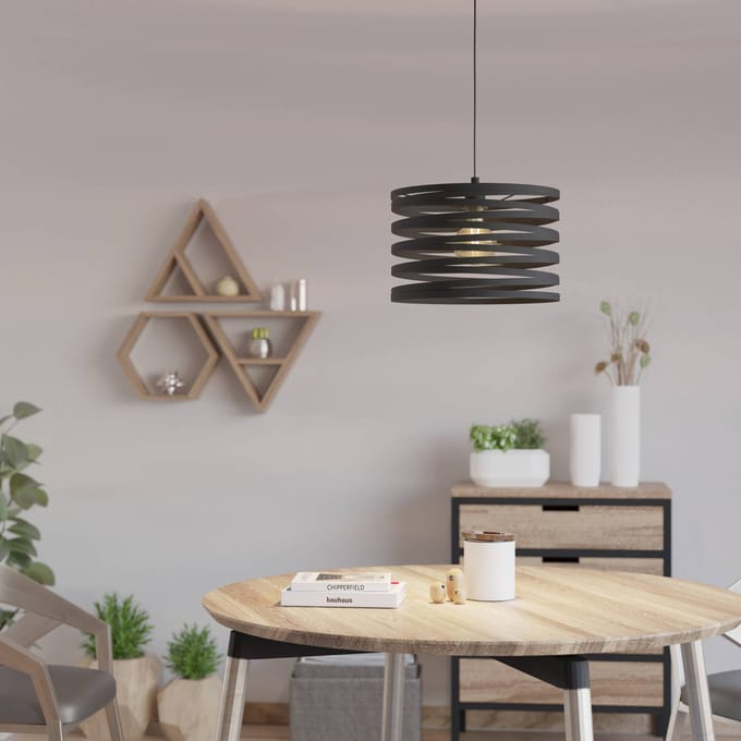EGLO Hanglamp Cremella, Ø 37 cm, zwart, staal