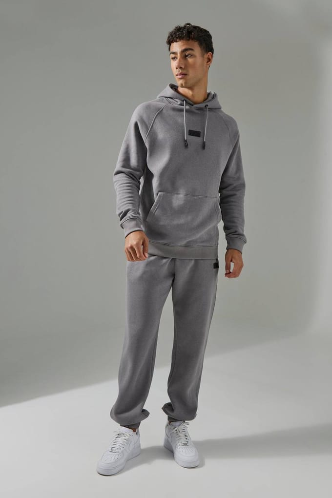 Regular Fit Man Active Hoodie & Jogger Tracksuit | Charcoal | Size Medium