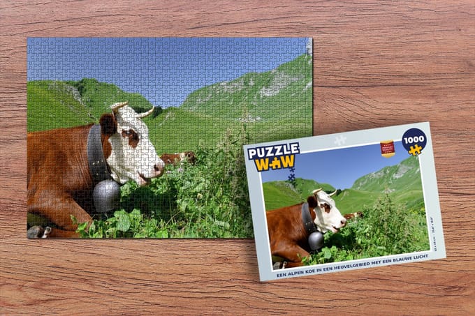 Puzzel Koe - Planten - Berg - Legpuzzel - Puzzel 1000 stukjes volwassenen