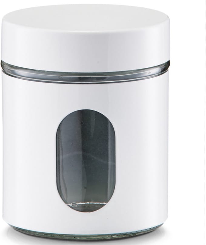 Zeller Voorraadpot - 600 ml - wit - met venster - luchtdicht - voedsel bus