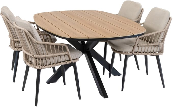 Tuinset Isabel/Cadiz | 4 personen | Deens ovaal 180 cm | Rope & Tecon Teak