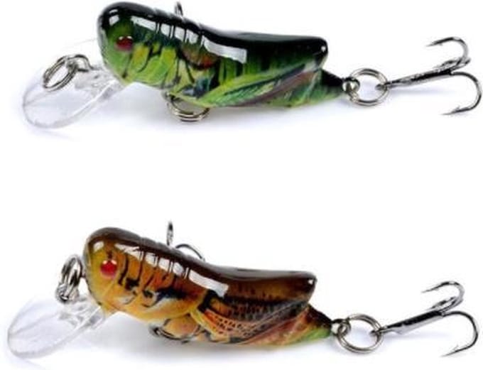 Goedkoopbaarzen - Sprinkhanen - Groen & Bruin - Pluggen set - Kunstaas - 4,5 cm - 3,5 gram