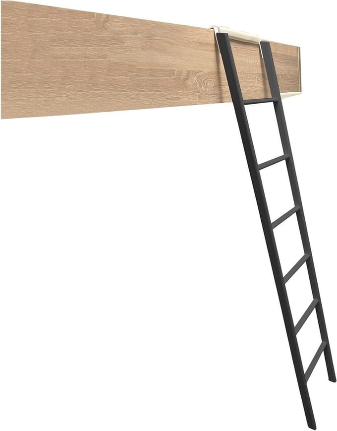Stapelbedladder - Klimhulp - Veilig Bed Gebruik - Robuuste Constructie - 1.5m tot 1.8m - Wit Zwart Zilver