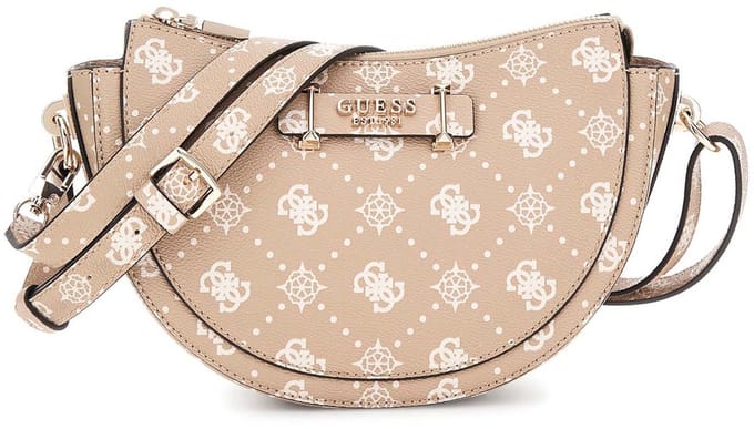 GUESS schoudertas Silia Mini Convertible Shoulder Bag Biscotti Logo Taupe