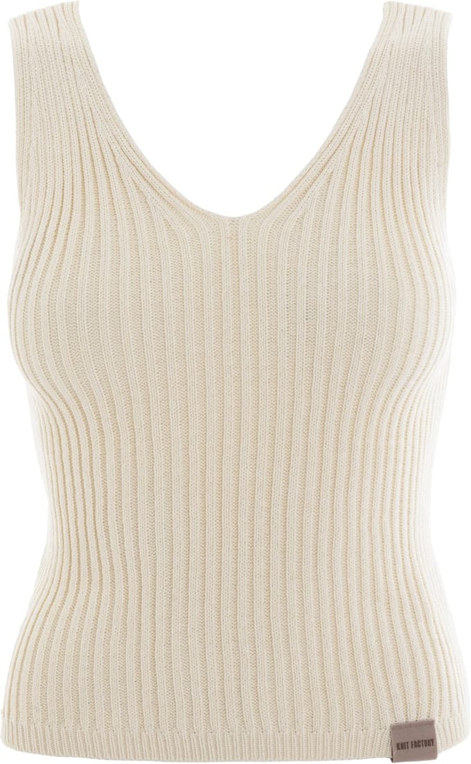 Knit Factory Layla Gebreide Top - Ecru - 40/42