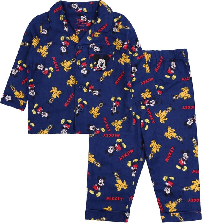 Mickey Mouse - Tweedelige Flanellen Marineblauwe Pyjama