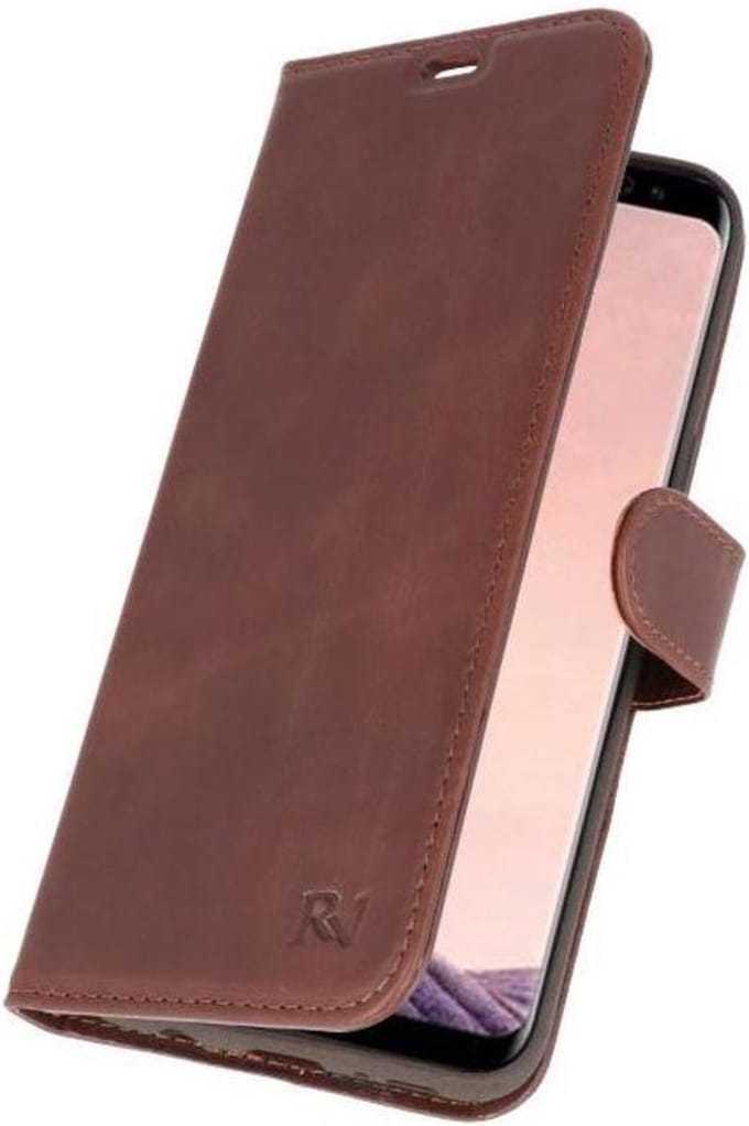 Mocca Rico Vitello Echt Leren Bookstyle Wallet Hoesje voor Samsung Galaxy S8 Plus