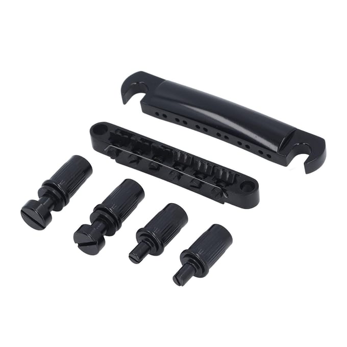 Chevalet à sillet 12 cordes et cordier avec plots Métal Ensemble de cordier de guitare Remplacement pour LP black
