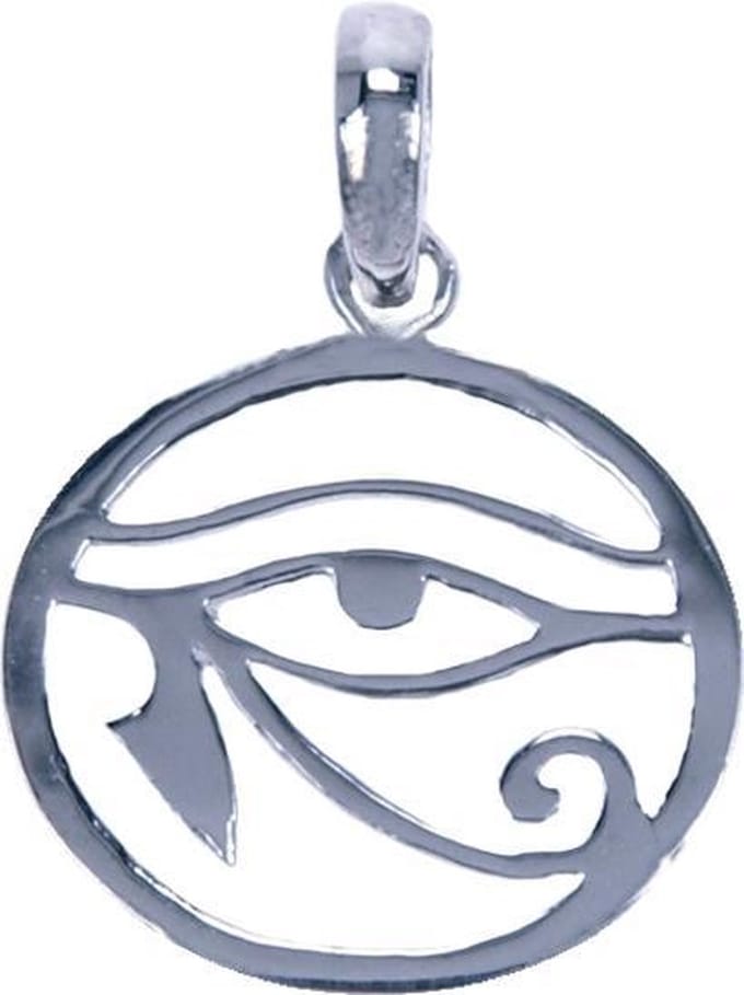 Zilveren Oog van Horus ketting hanger - rond