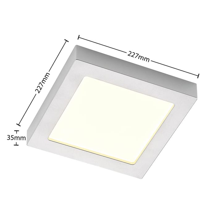 Prios LED plafondlamp Alette, zilver, 22.7cm, 24W, dimbaar