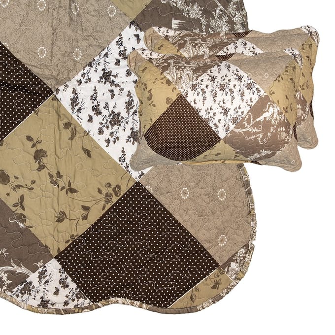 Clayre & Eef Bedsprei 180x250 cm Bruin Polyester