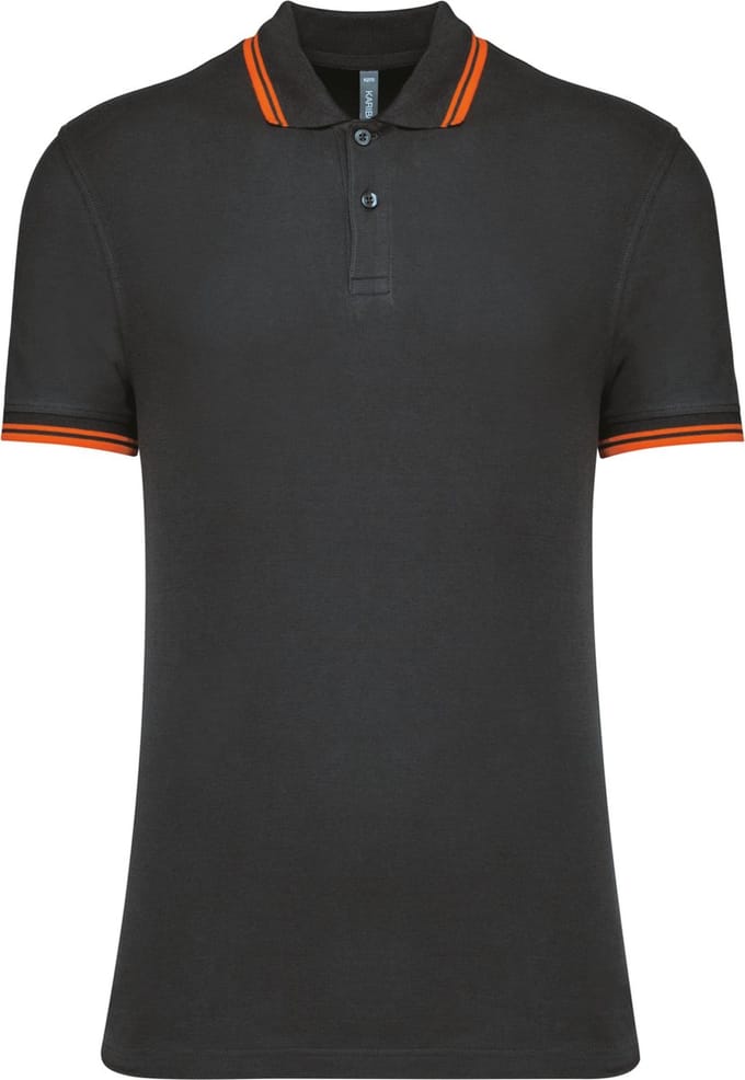Kariban Gestreepte herenpolo korte mouwen K272 - Dark Grey / Orange - M