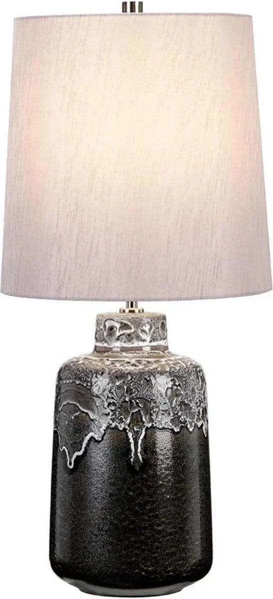 Elstead Lighting LED Tafellamp Woolwich | 1X E27 Max 60W | Textured Graphite, White Glaze and Silver Shade.