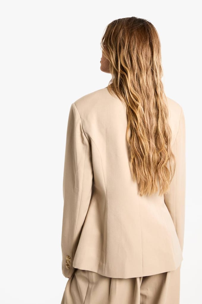 boohoo Dames Getailleerde blazer met ingesnoerde taille | Steen | Maat: 36