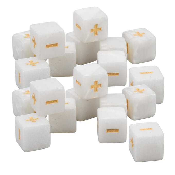 20 pcs Dés Math Signe Plus Moins 16mm Ensemble de Dés de Calcul d'Opération Mathématique pour l'Éducation Infantile white