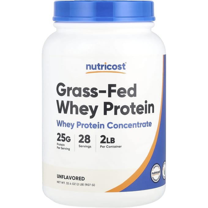 Nutricost, Protéine de Whey Nourrie à l'Herbe, Non Aromatisée, 2 lb (907 g)
