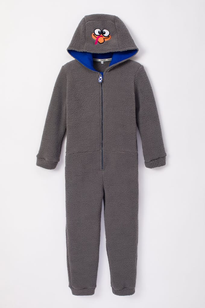 Woody Unisex Onesie donkergrijs - maat 8Y